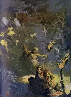 Sledging by Torchlight Print, 1905
