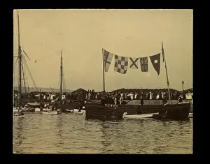 Cornish Coastal Scenes Prints: Small boat dressed with flags