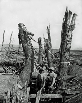 Smashed up German trench at Morval, Somme, WW1 Smashed up German trench at Morval, Somme, WW1