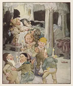 Classic Fairy Tale Artwork Prints: Snow White with Dwarfs