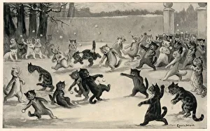 Snowballing by Louis Wain Snowballing by Louis Wain