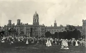 Prints of A social event, occasion unknown, in the grounds of the Middlesex County Lunatic Asylum at Colney Hatch, near Friern Barnet, Middlesex Middlesex Prints: Circa 1907 Print: Social Occasion at Colney Hatch Asylum