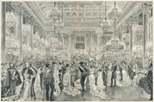 Prints of A court ball at the Imperial Palace, Vienna, on the occasion of the marriage of the (ill-fated). Crown Prince Rudolf to the unfortunate princess Stephanie Austria Prints: Social Vienna Ball 1881 Print