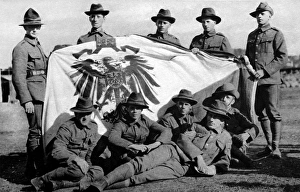 Soldiers from the New Zealand Expeditionary Force posed with the captured Imperial German Soldiers from the New Zealand Expeditionary Force posed with the captured Imperial German