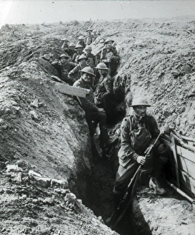 Soldiers in trench with fixed bayonets Soldiers in trench with fixed bayonets