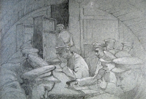 Soldiers writing, reading and relaxing in a Nissen hut Soldiers writing, reading and relaxing in a Nissen hut