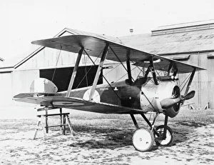Sopwith F1 Camel biplane on an airfield, WW1 Sopwith F1 Camel biplane on an airfield, WW1