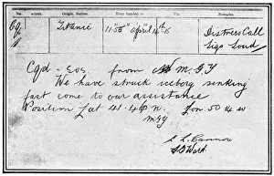 Titanic SOS Wireless Message Print, 14th April 1912