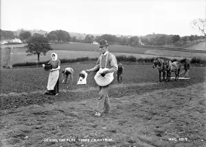 Early 20th Century Print of Toome Flax Sowing Scene