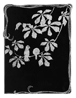 Print of Two Sparrows Perched on a Branch at Night, 1937