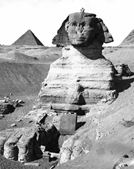 Prints of The Sphinx, Egypt. Date: circa 1870 Egyptian Pyramids And Tomb Prints: Circa 1870 Print of The Sphinx, Egypt