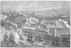St Katharines Docks View Print circa 1830