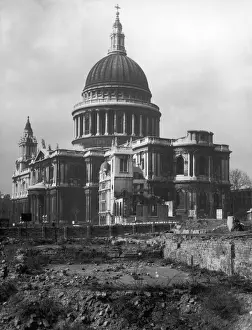 The London Blitz Prints: St Paul's Cathedral Print after the Blitz