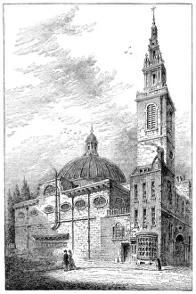 19th Century Print of St Stephens Walbrook, London