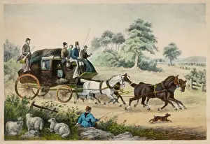 Rural Landscape Art Prints: Stagecoach / Shepherd Boy