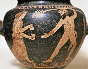 Stamnos. Classic period. 5th BC century. Red-figure pottery Stamnos. Classic period. 5th BC century. Red-figure pottery