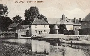 Prints of The village of Stanstead Abbott in Hertfordshire lies on the Greenwich Meridian. Date: 1907 Hertfordshire Prints: Stanstead Abbotts - The Bridge Print, 1907