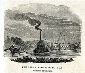 The Steam Floating Bridge, Torpoint Print 1840