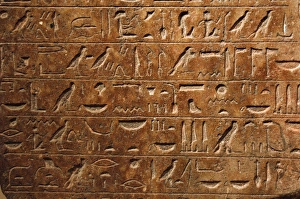 Stele with a hymn to Amun. Detail of hieroglyphic writing. E Stele with a hymn to Amun. Detail of hieroglyphic writing. E