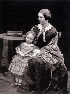 Prints of ROBERT LOUIS STEVENSON Scottish writer as a young boy, with his mother, Margaret Isabella Isabella Prints: Robert Louis Stevenson as a Young Boy with his Mother Print