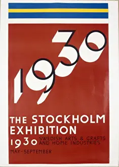Prints of Poster for the Stockholm Exhibition, 1930. Date: 1930 Sweden Prints: Stockholm Exhibition 1930 Print, 1930