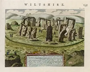 1575 Stonehenge Print, a woodcut representation of the ancient monument