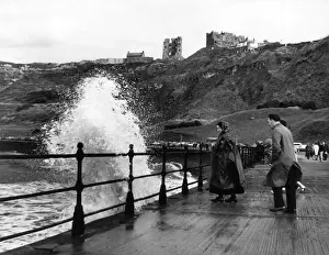 Stormy Scarborough Print, Yorkshire Coastline 1950s
