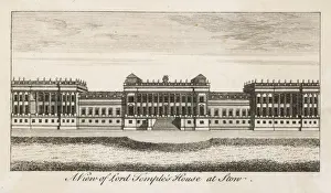 Prints of Sir Richard Temples House at Stowe, designed by William Cleere and begun in 1676. This view dates from a later period when many improvements have been made. Now Stowe School Buckinghamshire Prints: Stowe House Print, 18th Century View