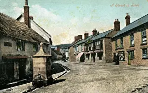 Prints of Street Scene, Beer, Seaton, near Sidmouth, Devon, England. Date: 1900s Shop Prints: Devon Street Scene Print, Beer, Seaton near Sidmouth