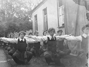 Early 20th Century Print of Students Doing Squats, 1903