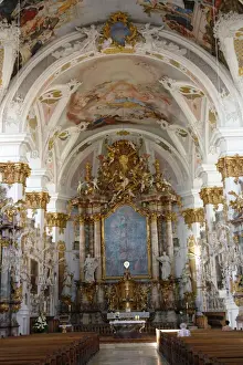 Bavarian Religious Landmarks Prints: Studienkirche interior, Dillingen, Bavaria, Germany
