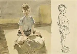 Raymond Sheppard Artist Prints: Two studies of a young boy