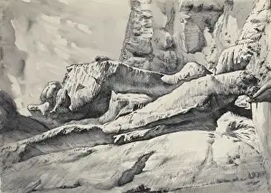 Raymond Sheppard Art Prints: Study of a rocky cliffside outcrop
