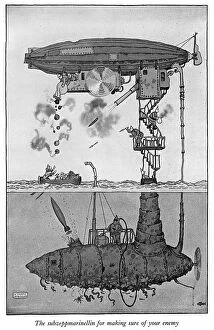 Heath Robinson Collection: The Subzeppmarinellin by Heath Robinson, WW1 cartoon