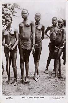 Sudan, Africa - Shilluk Mother and her four daughters Sudan, Africa - Shilluk Mother and her four daughters