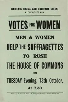 Original 1908 Suffragette Rush House of Commons Print