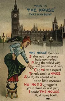 Historical Suffrage Images Prints: Suffragette Scared by Mouse