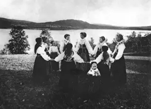 Swedish Spring Dance Print: Girls Dancing in a Ring