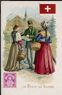 Alpine Village Scene Prints: Swiss Postman