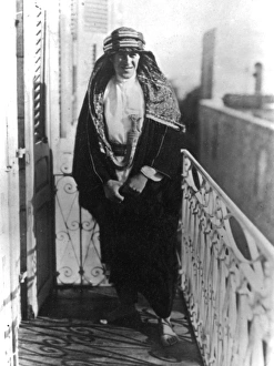 T E Lawrence (Lawrence of Arabia) on a balcony T E Lawrence (Lawrence of Arabia) on a balcony
