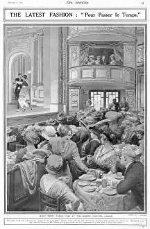 Prints of The Latest Fashion : Pour Passer le Temps. Tango teas at the Queens Theatre, London (on Shaftesbury Avenue), where the stalls have been removed and replaced by tables and chairs for afternoon tea Royalty Prints: Tango Teas at the Queens Theatre, London Print