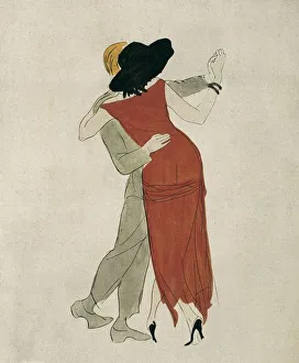 Tango. Watercolor by Marcel Vertes (1895-1961) published Tango. Watercolor by Marcel Vertes (1895-1961) published