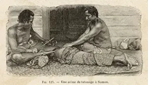 Related Prints: Samoa Tattoo Print: A Matai at Work