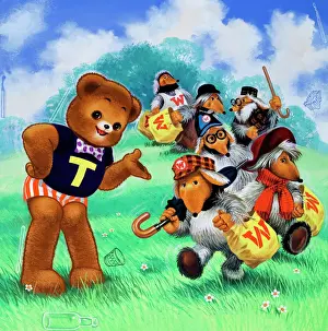 Vintage Teddy Bear Print with Hidden Objects