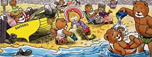 Teddy bears on the beach Print