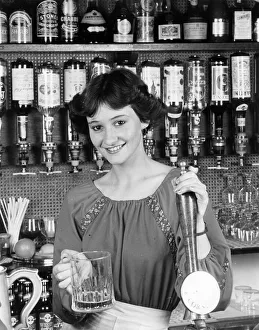 Teenage barmaid, Halfway House, Rame, Cornwall Teenage barmaid, Halfway House, Rame, Cornwall