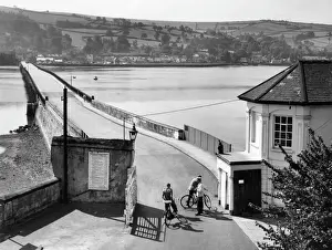 Prints of The Teignmouth-Shaldon Toll Bridge, over the River Teign, Devon, England. Date: 1950s River Prints: Teignmouth-Shaldon Toll Bridge Print, Devon, England 1950s