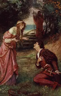 Print of Ferdinand and Miranda from The Tempest
