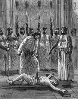 The Templars: 1890s Print of Initiation Ritual