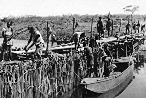 Temporary dam construction on River Dangu Temporary dam construction on River Dangu